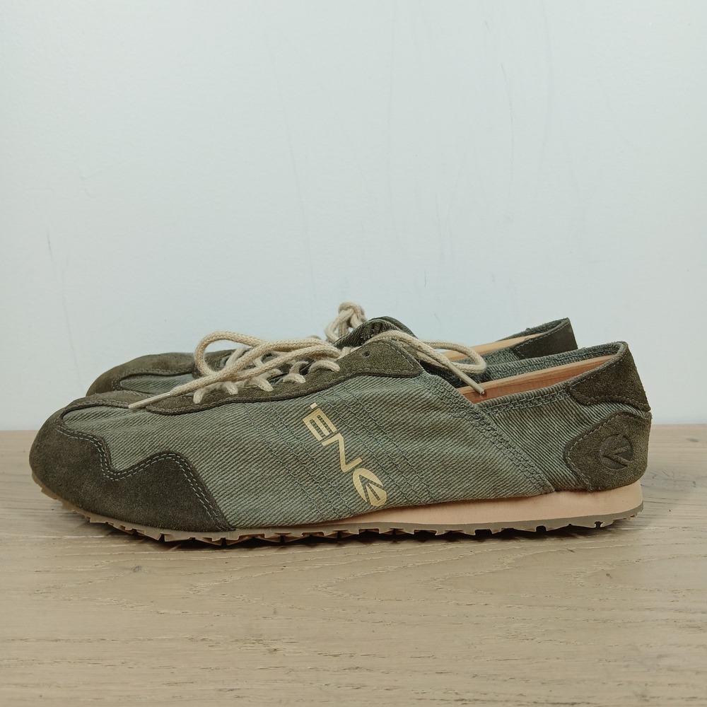 Energie Sneakers Men 10 Olive Green Canvas Suede Low Top Corded Casual Shoes